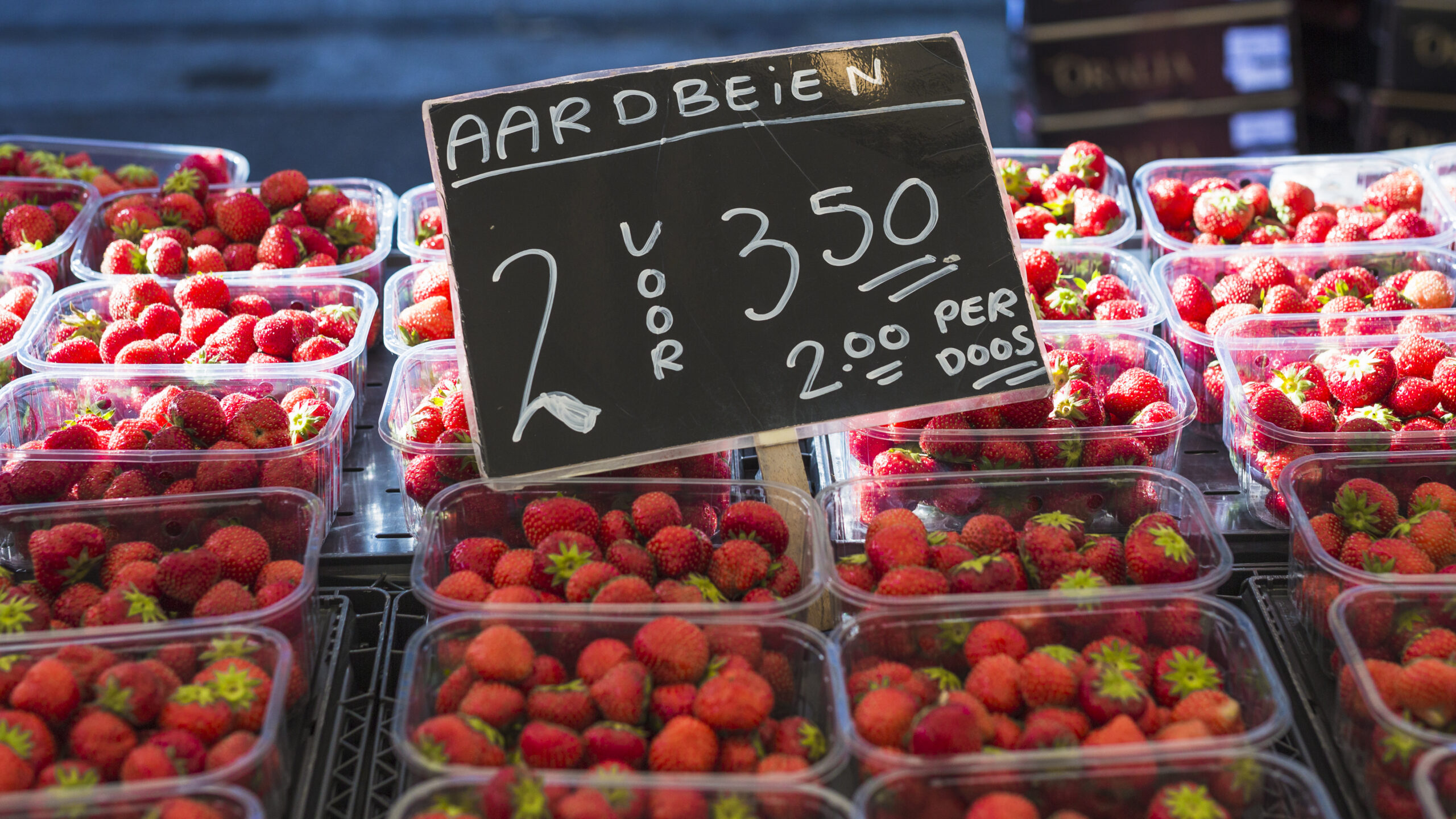 Aardbeien op de markt